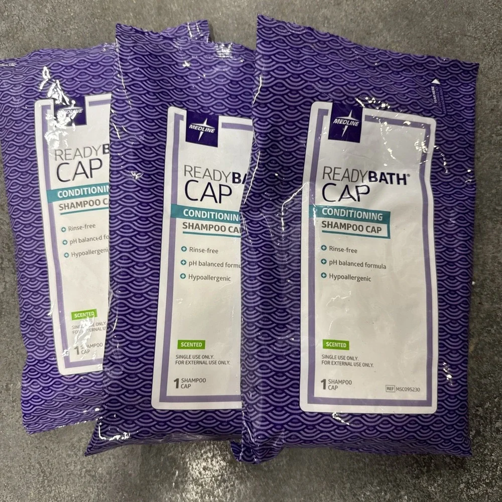 No RINSE Medline ReadyBath Scented Rinse-Free Shampoo Cap W/Conditioner Lot of 3